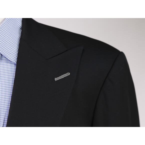Antar Levar Bespoke Black Wide Peak Lapel 2-Btn Wool Blazer Jacket 40L - Picture 4 of 8